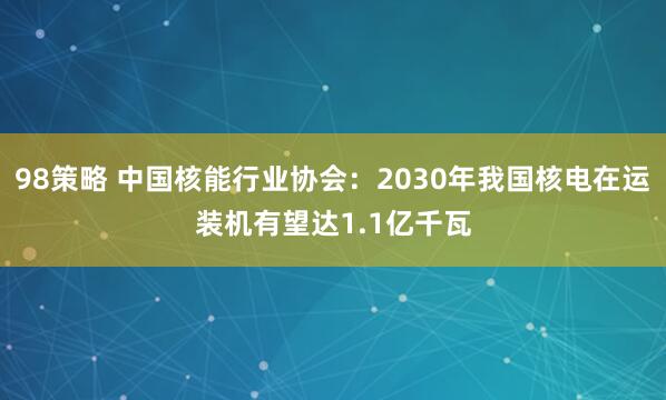 98策略 中国核能行业协会：2030年我国核电在运装机有望达1.1亿千瓦