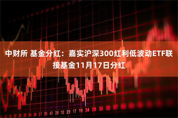 中财所 基金分红：嘉实沪深300红利低波动ETF联接基金11月17日分红