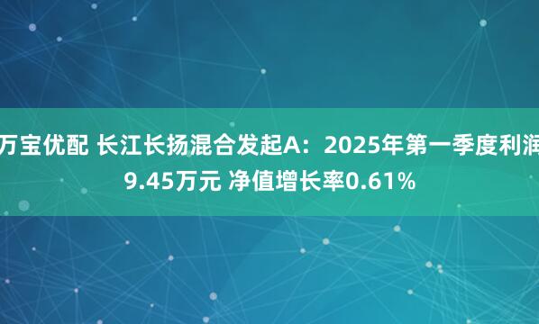 万宝优配 长江长扬混合发起A：2025年第一季度利润9.45万元 净值增长率0.61%